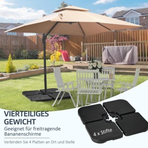 Furnicato Schirmständer, 4-teilig, befüllbar, schwarz, für sicheren Halt von Sonnenschirmen.