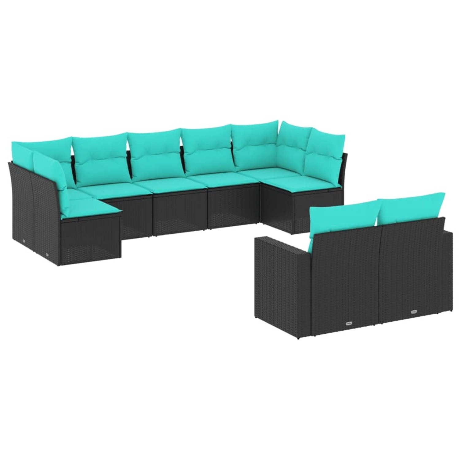 vidaXL 9-Tlg Garten-Sofagarnitur mit Kissen Schwarz Poly Rattan 3219407 günstig online kaufen