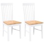 vidaXL Esszimmerstühle 2 Stk Weiß Massivholz Gummibaum 4102504