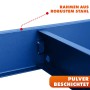 Detailansicht: Blaues KARAT Schwerlastregal Rhino mit pulverbeschichtetem Stahlrahmen.