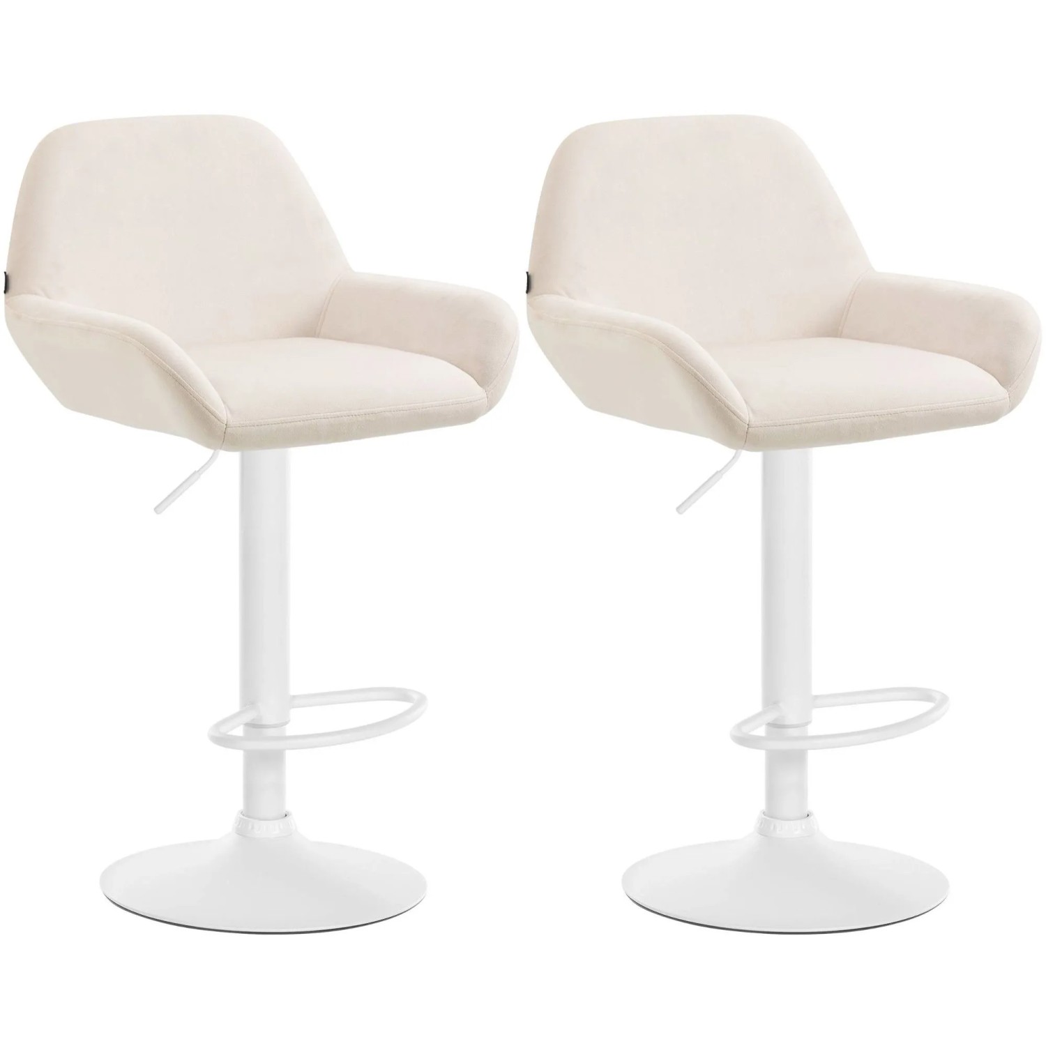 CLP 2er Set Barhocker Braga Samt Metall Matt Weiss/Creme