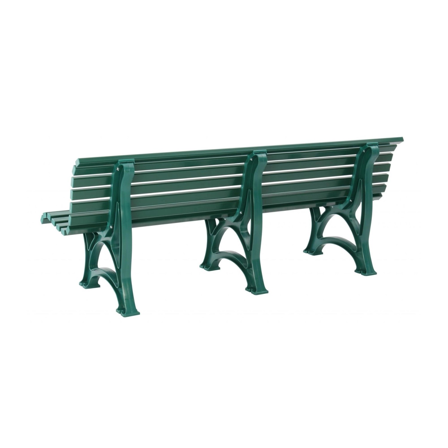 Grüne PROREGAL Gartenbank Jamaika für 4 Personen aus witterungsbeständigem Kunststoff.