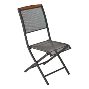 Merxx Patmos Klappstuhl 2er-Set: Gartenstuhl aus Stahlgeflecht mit Akazienholz-Abschluss.