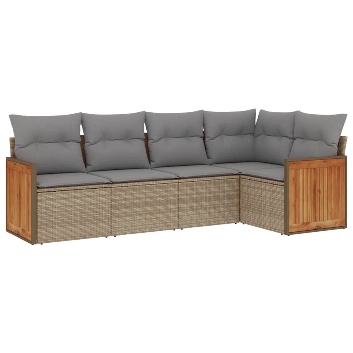 vidaXL 5-Tlg Garten-Sofagarnitur mit Kissen Beige Poly Rattan 3227627 günstig online kaufen