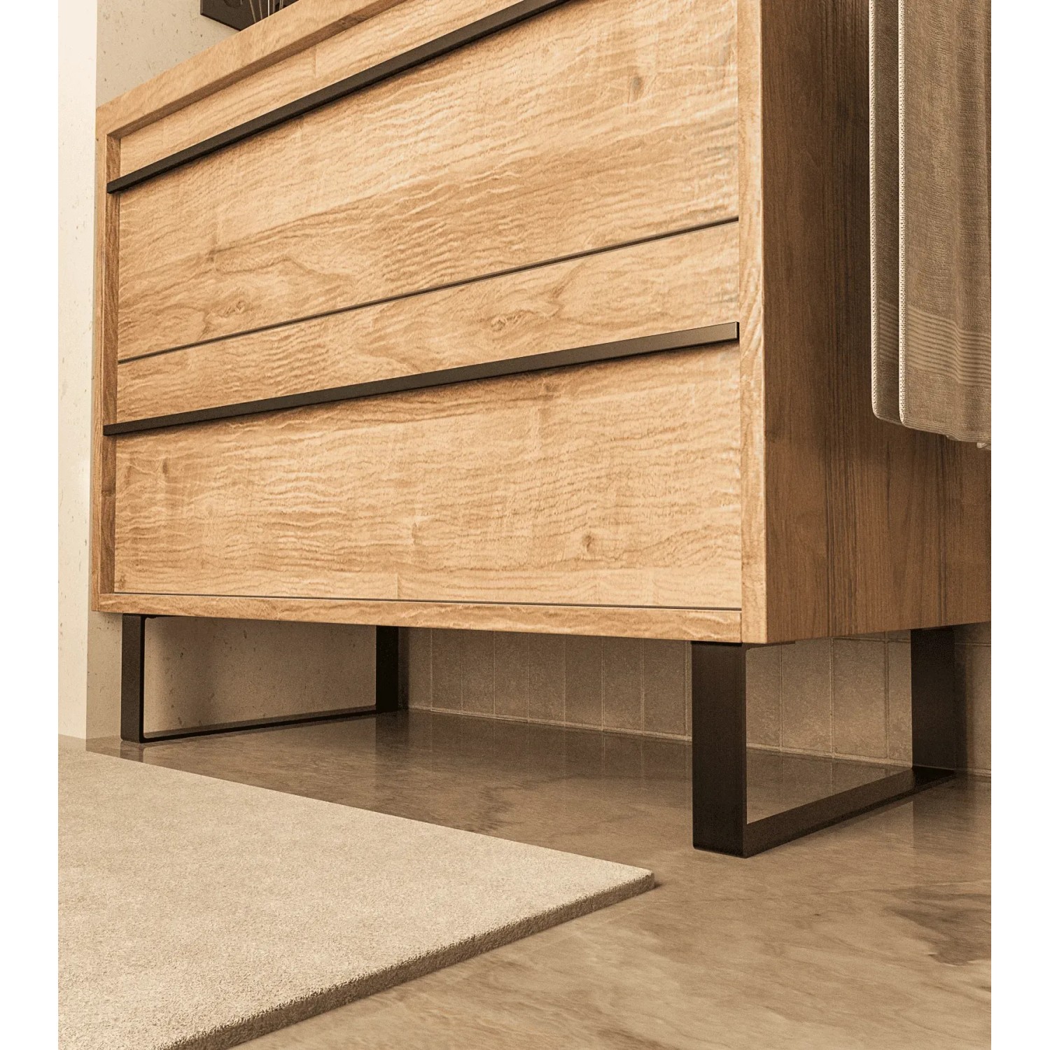HEVVA Möbelbein LUXEMBURG, 15 cm hoch, schwarz, unter Kommode aus Holz.