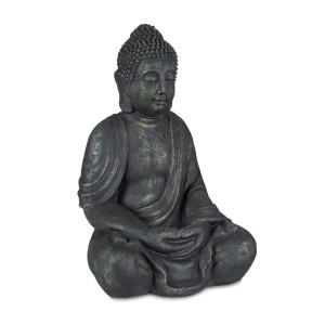 Relaxdays Buddha Figur Polyresin Anthrazit Wetterfest Frostsicher 70 cm x 45 cm x 35 cm 6,9 kg