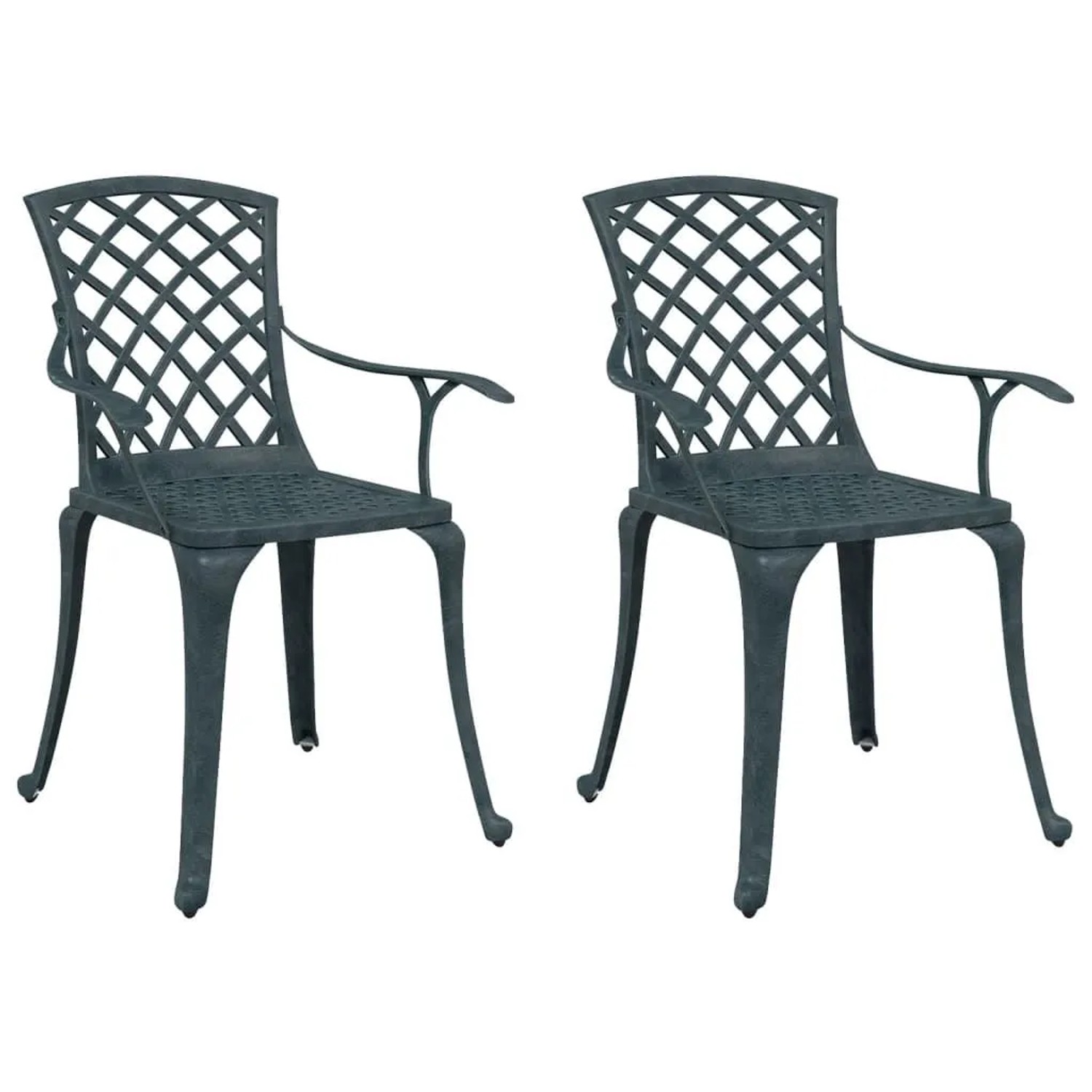 Furnicato Gartenstühle 2 Stk Grün Aluminiumguss