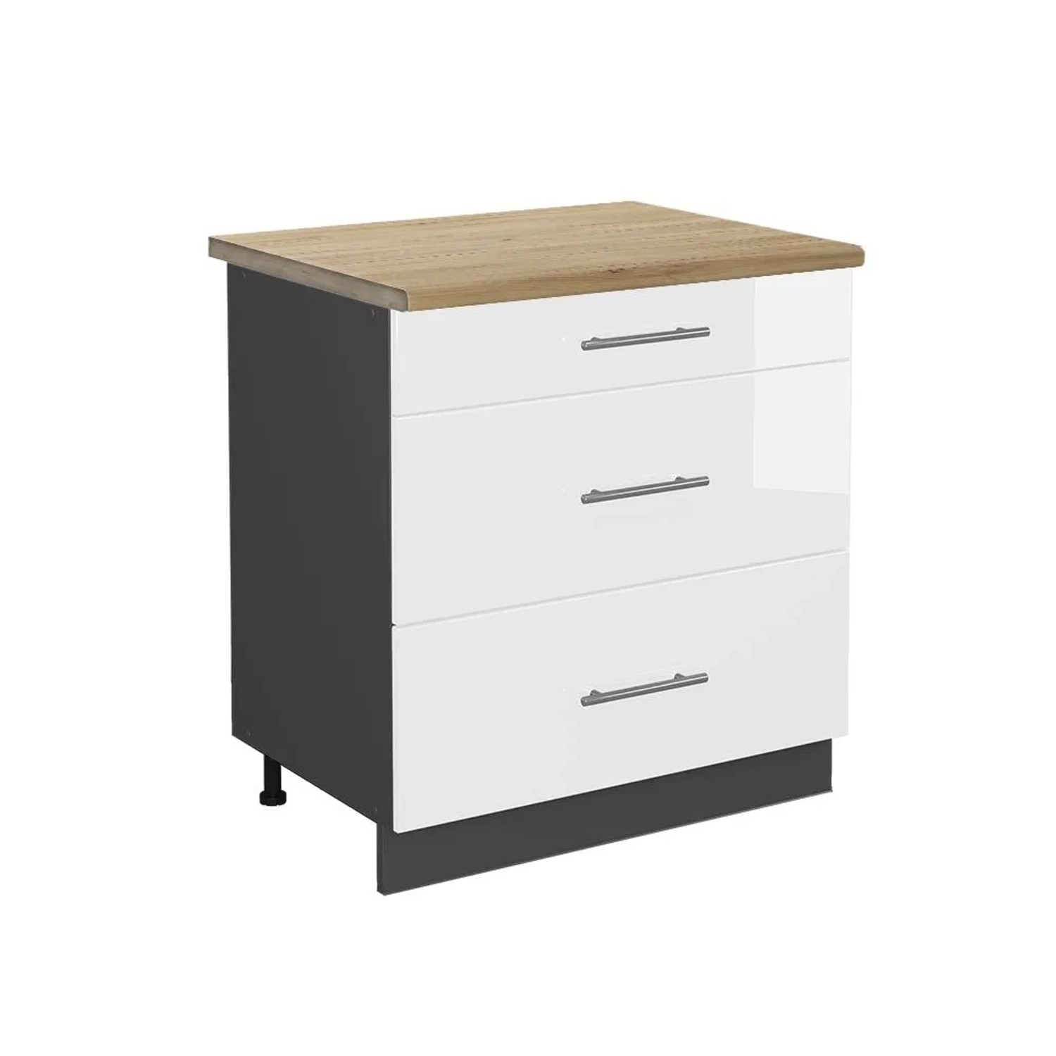 Vicco Küchenunterschrank Fame-Line Grün-Gold Landhaus/Weiß 80 x 82 Arbeitsplatte Anthrazit