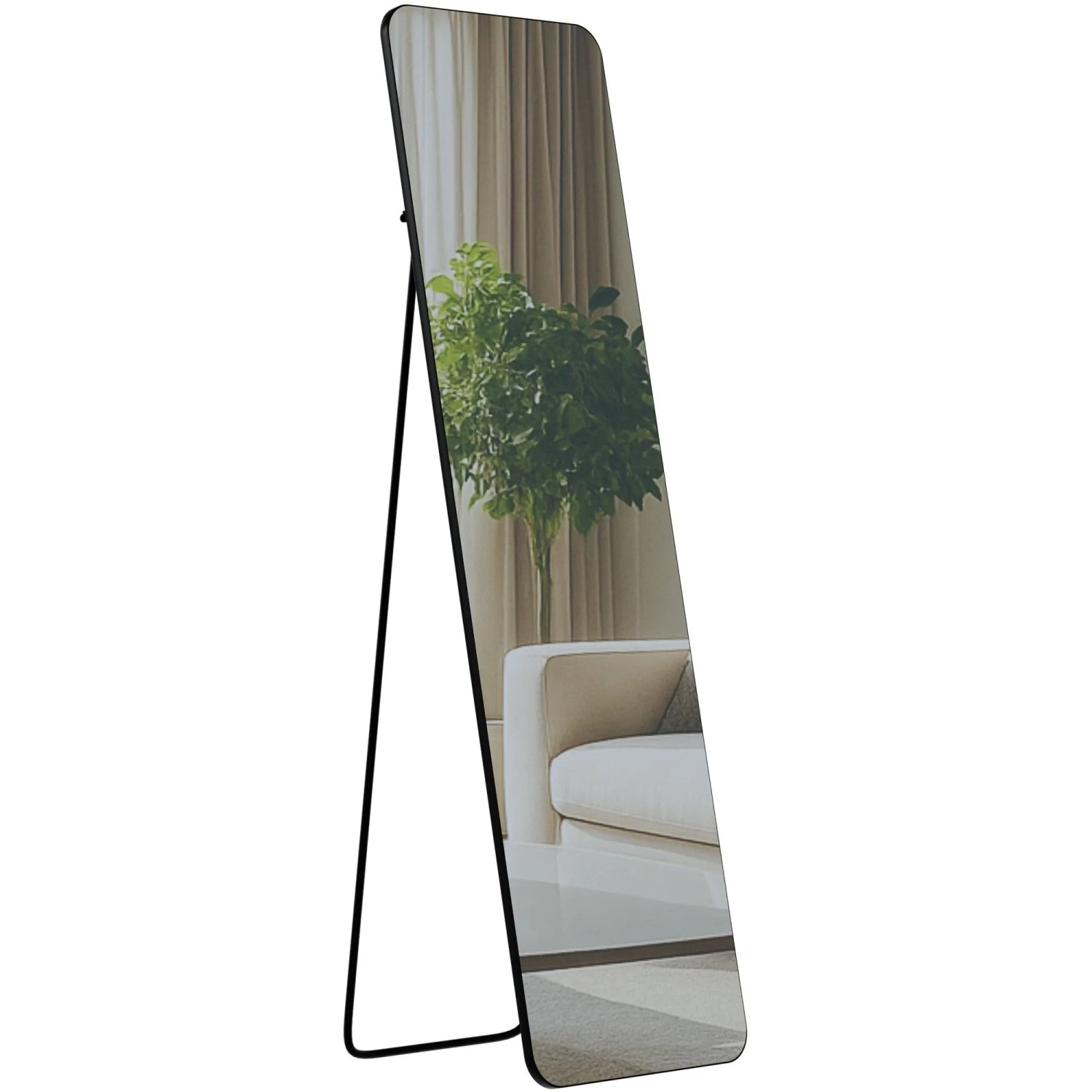 DELUKE Standspiegel MURCIA Glas Schwarz-matt 40x3x140cm Ganzkörperspiegel Freistehender Spiegel Groß Schlafzimmer