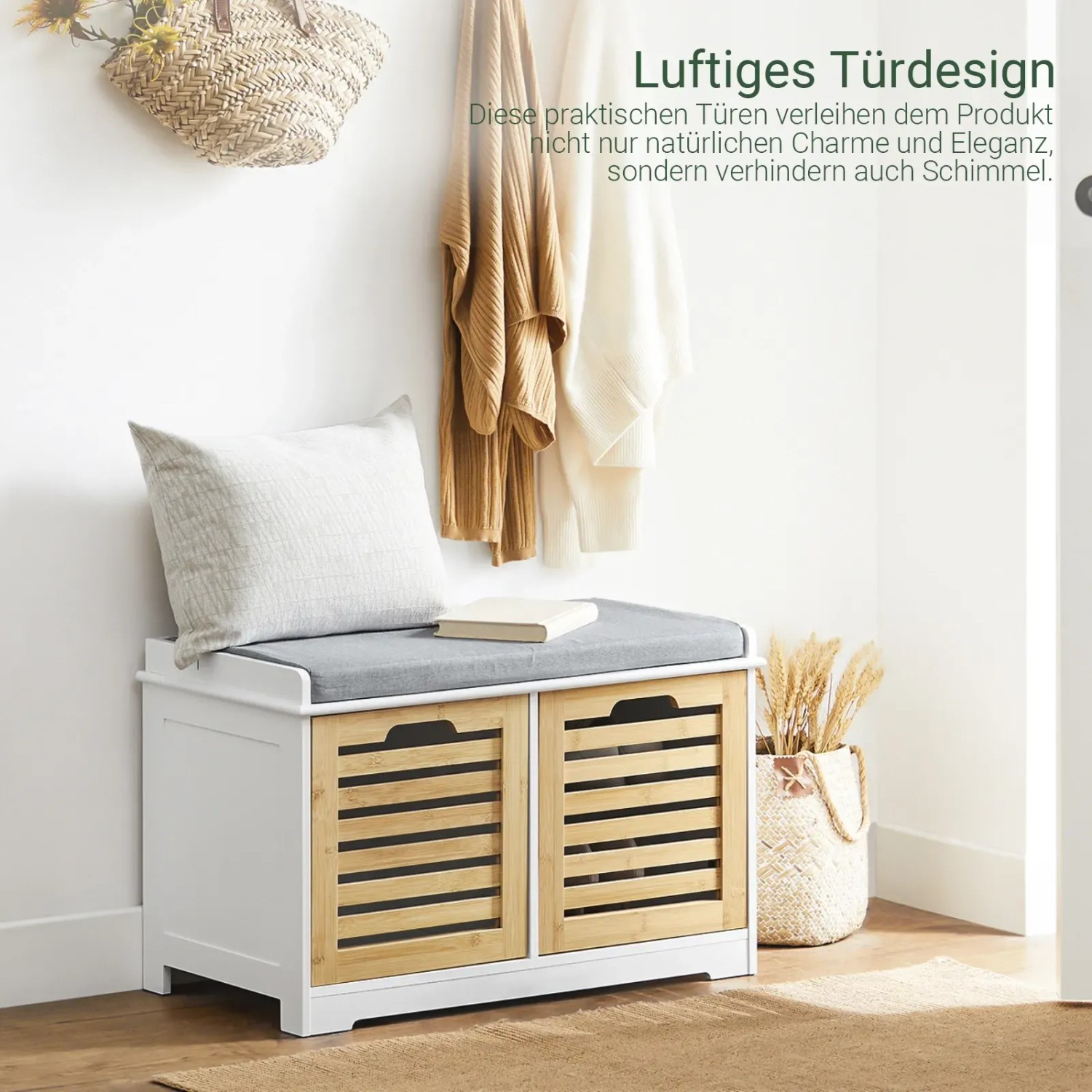 SoBuy Schuhbank mit Sitzfläche Garderobenbank Sitzbank mit Stauraum FSR23-II-WN_6