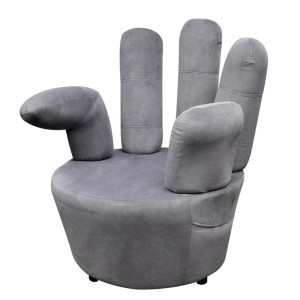 Grauer vidaXL Sessel in Handform aus Samt. Loungesessel mit originellem Design.