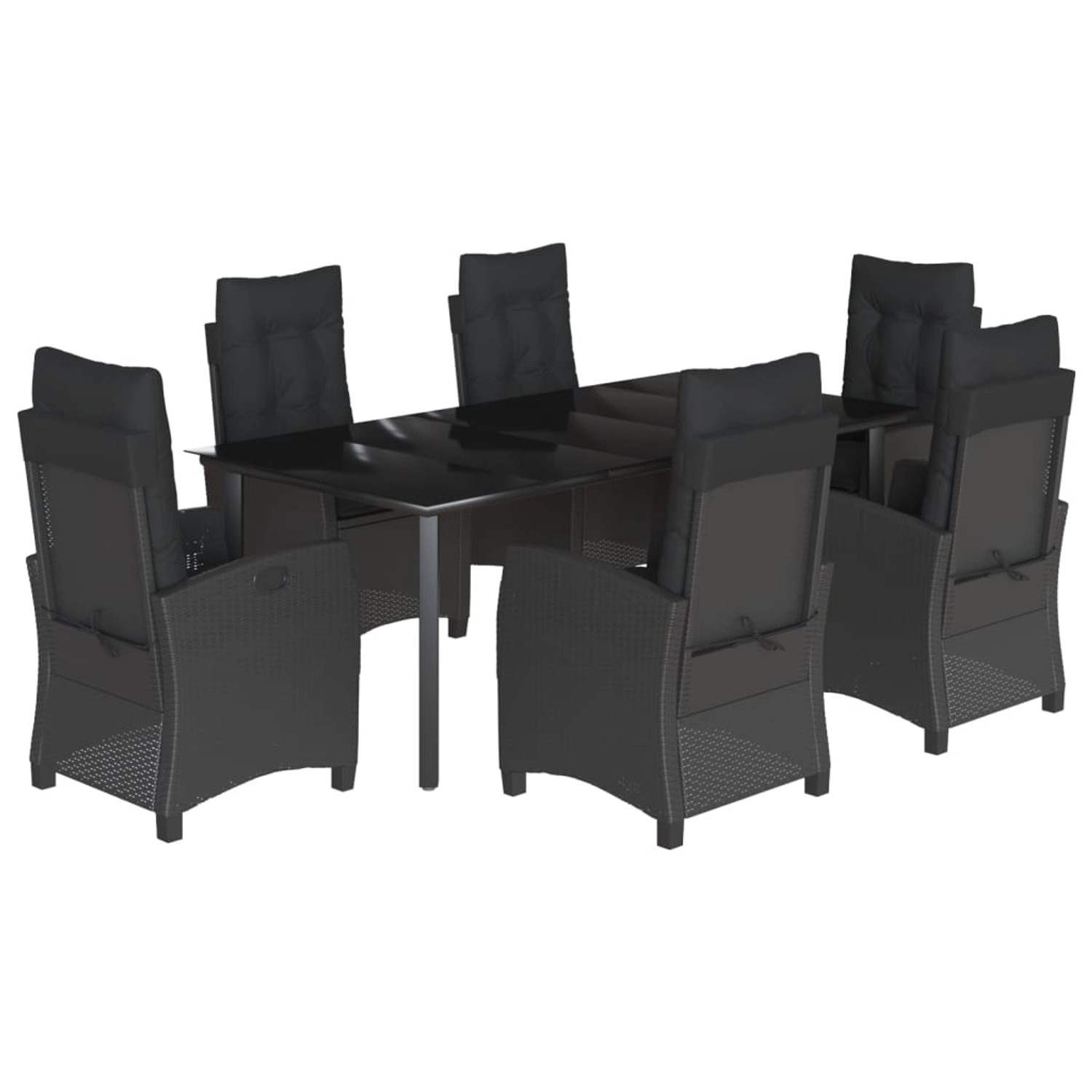 vidaXL 7-Tlg Garten-Essgruppe mit Kissen Schwarz Poly Rattan 3212759 günstig online kaufen
