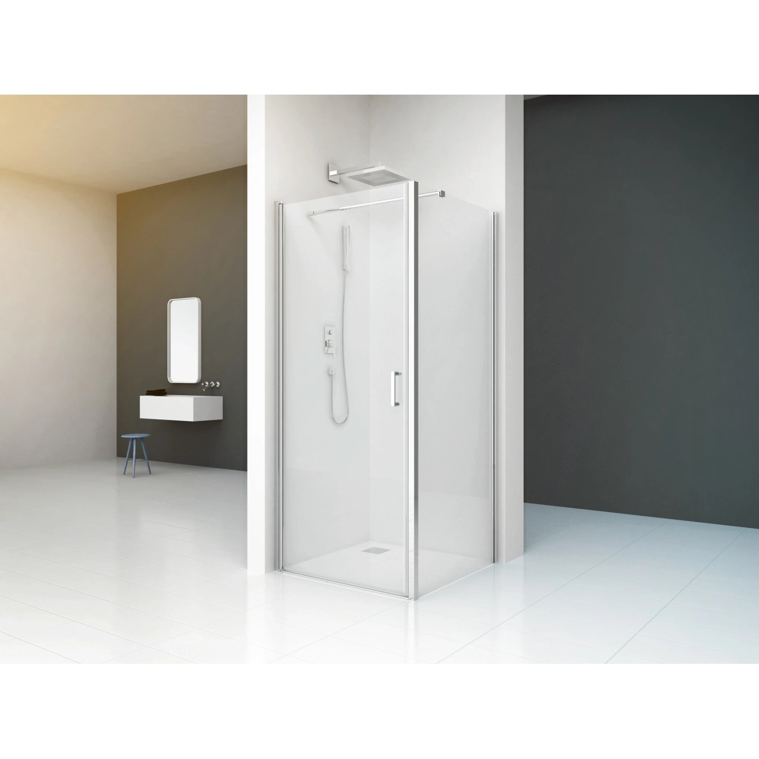 baliv Dusch-Schwingtür DUK-90.60T, 90x195 cm, Chrom, für Eckdusche, U-Form und Nische