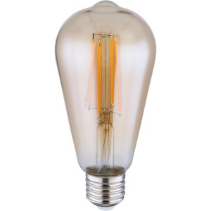 Globo E27 LED Leuchtmittel, 7W, warmweiß, goldgetöntes Glas mit sichtbarem Filament.