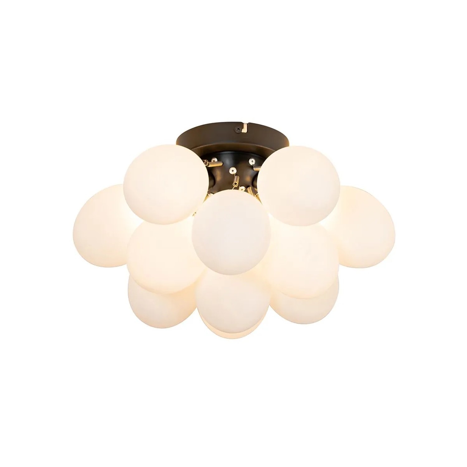 QAZQA Art Deco Deckenleuchte Schwarz mit Opalglas 3 Flammig   Uvas