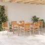 Beige 7-tlg. vidaXL Garten Essgruppe aus Poly Rattan. Gartentisch mit 6 Stühlen für Terrasse und Garten.