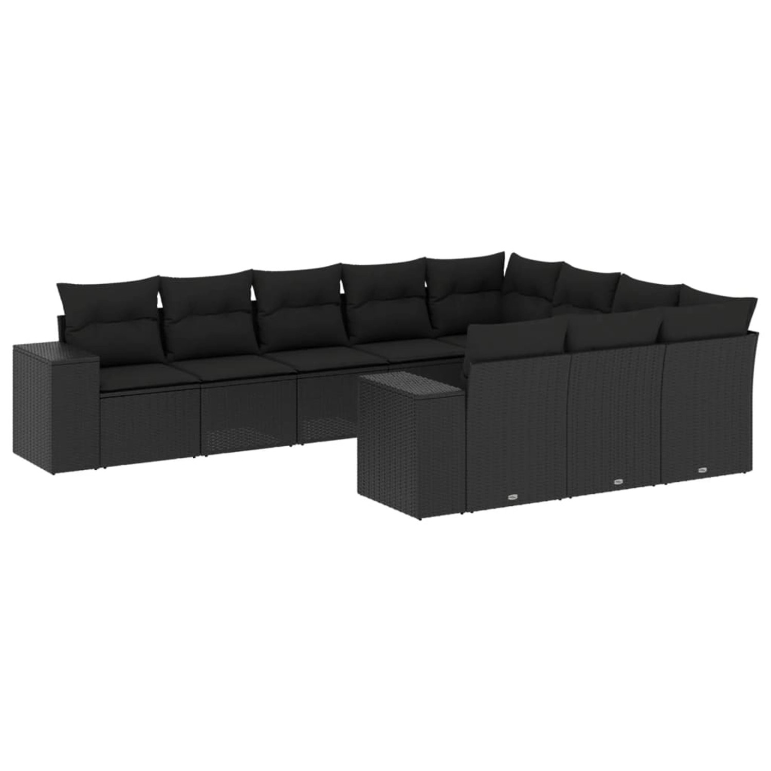vidaXL 10-Tlg Garten-Sofagarnitur mit Kissen Schwarz Poly Rattan 3223084 günstig online kaufen