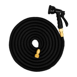 eyepower flexibler Gartenschlauch 15m mit Brause und Messing-Anschlussstück, schwarz.