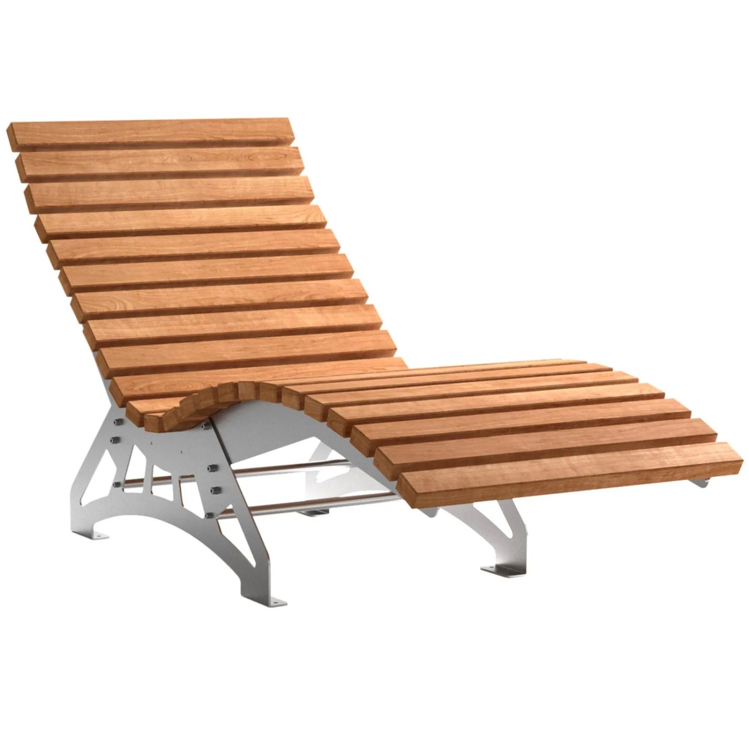 SOTECH Gartenliege LOUNGER Komplett Set 800 mm Breit Edelstahl SS304 Geschliffen Materialstärke 6 mm mit Massiven Holzlatten 39 x 70 mm Thermokiefer