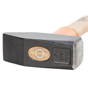 Picard Vorschlaghammer, 4 kg, mit Hickory-Stiel. Detailaufnahme des Hammerkopfes.