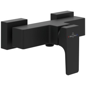 Villeroy & Boch Architectura Square Duscharmatur in Schwarz matt für die Wandmontage.