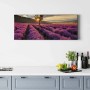 Bricoflor Leinwandbild Lavendelfeld mit Baum im Sonnenuntergang. Lila Wandbild für Wohnzimmer.