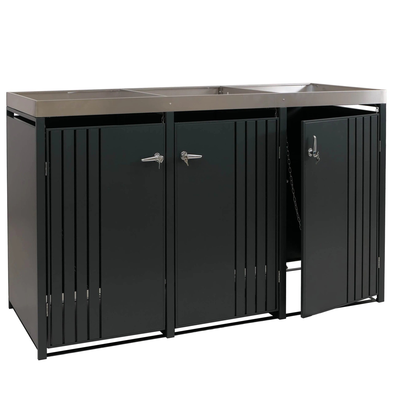 Mcw 3er-Mülltonnenverkleidung O67 Anthrazit 125x196x84cm