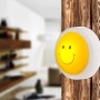 Gelbes LED-Nachtlicht Kiddy mit Smiley-Gesicht für Kinderzimmer. Ø 10cm.
