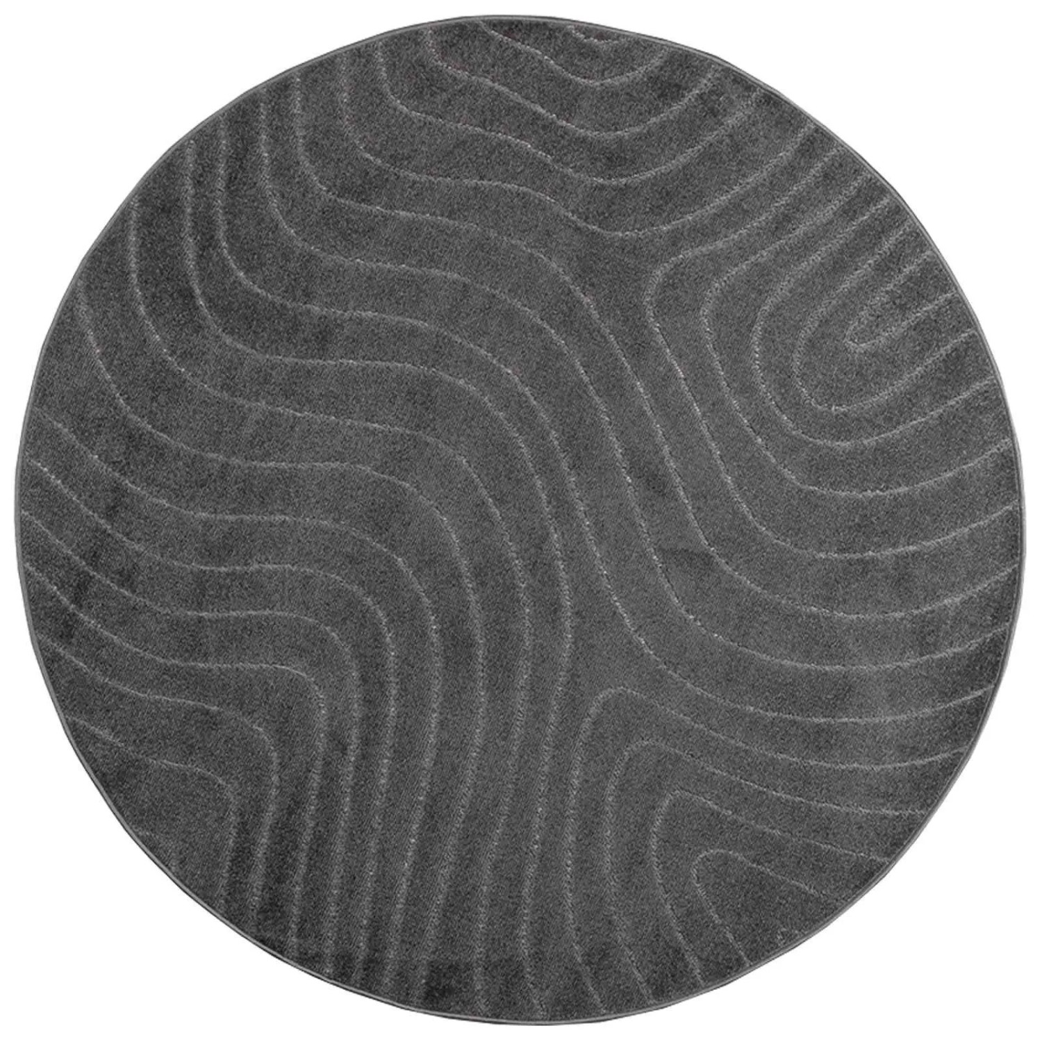 vidaXL Bereichsteppiche Rund PALMERAS Anthrazit Ø 200 CM Polyester 42022673