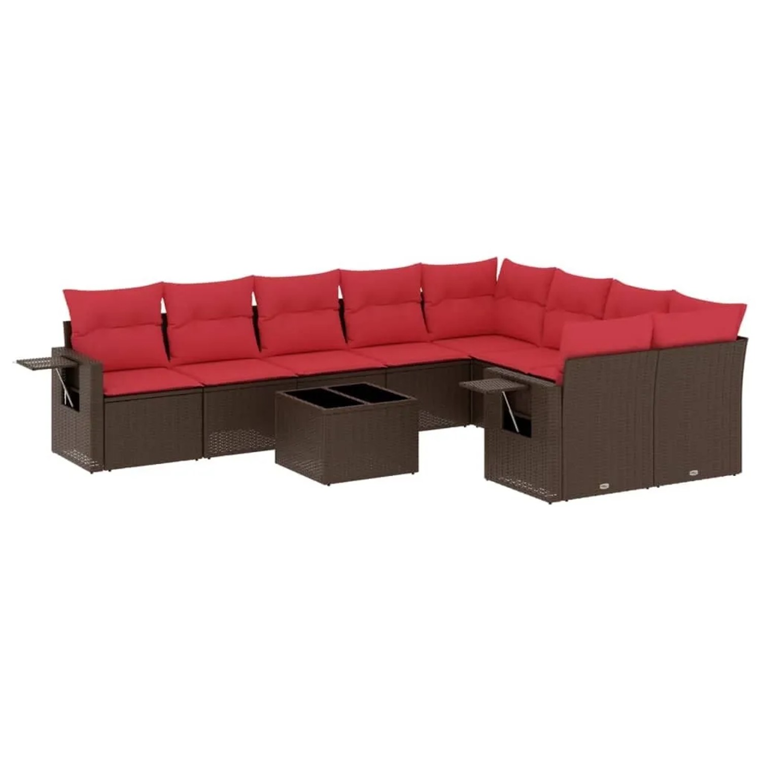 vidaXL 10-Tlg Gartensofa-Set mit Kissen Braun Polyrattan 3220653 günstig online kaufen