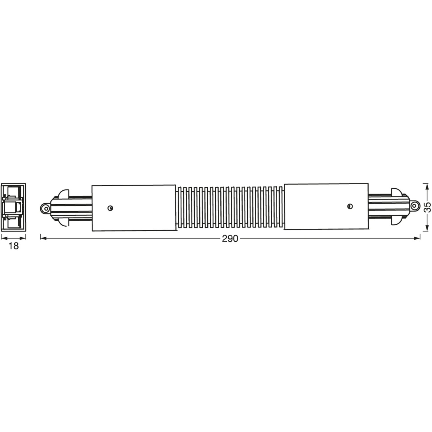 Ledvance Schienensystem Flexverbinder, schwarz, 29 cm, Zubehör für flexible Lichtgestaltung.