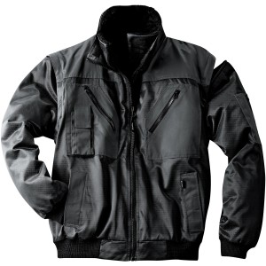 Schwarzer Scheibler Pilotenblouson Nevada 4 in 1, Arbeitsjacke mit abnehmbaren Ärmeln und vielen Taschen.