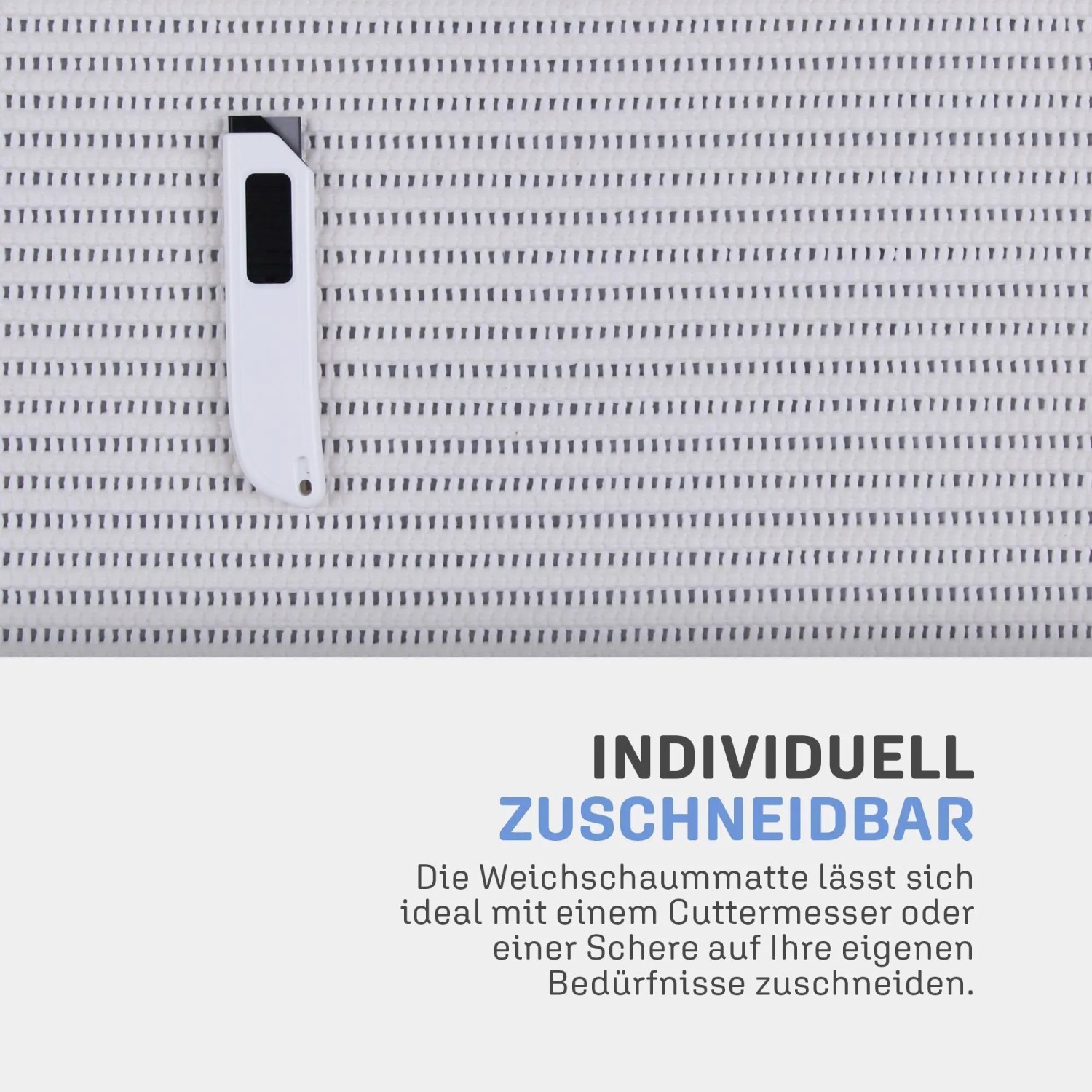 Bestlivings Badematten Set: Weichschaummatte mit Cutter für individuellen Zuschnitt.