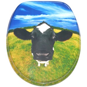 Sanilo WC-Sitz Kuhkopf: Toilettendeckel aus Holz mit Kuh-Motiv für jedes Badezimmer.