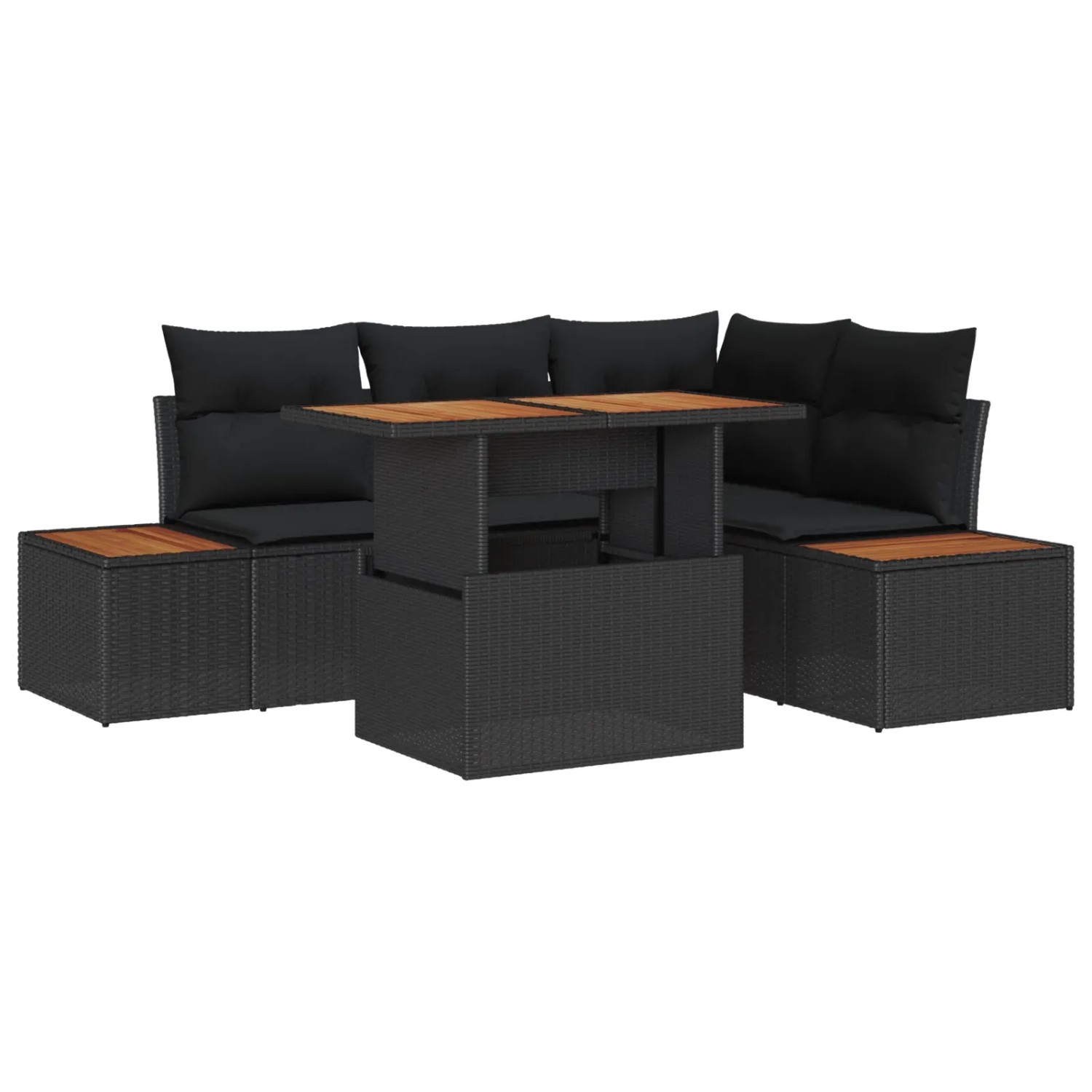 vidaXL Garten-Sofa-Set mit Speicher 5-Tlg Schwarz Poly Rattan 3358802 günstig online kaufen