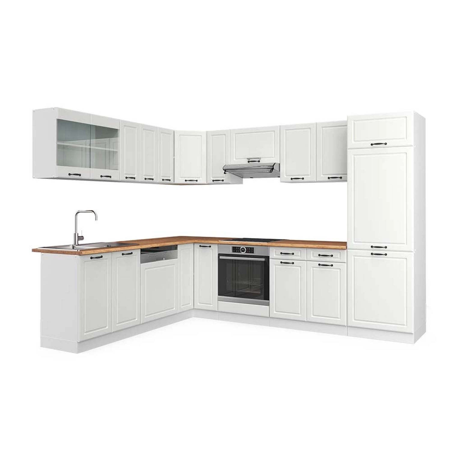 Vicco R-Line Eckküche Weiß Landhaus/Weiß 227 x 287 cm AP Eiche günstig online kaufen