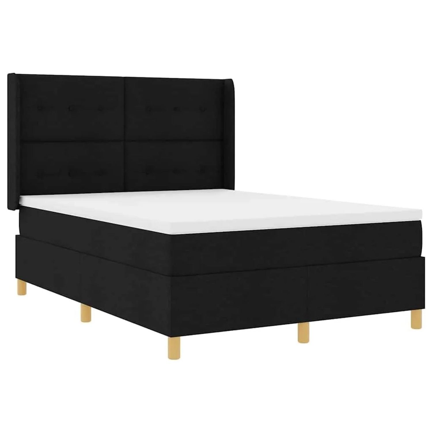 vidaXL Boxspringbett mit Matratze Schwarz 140 x 200 cm Stoff 3343695