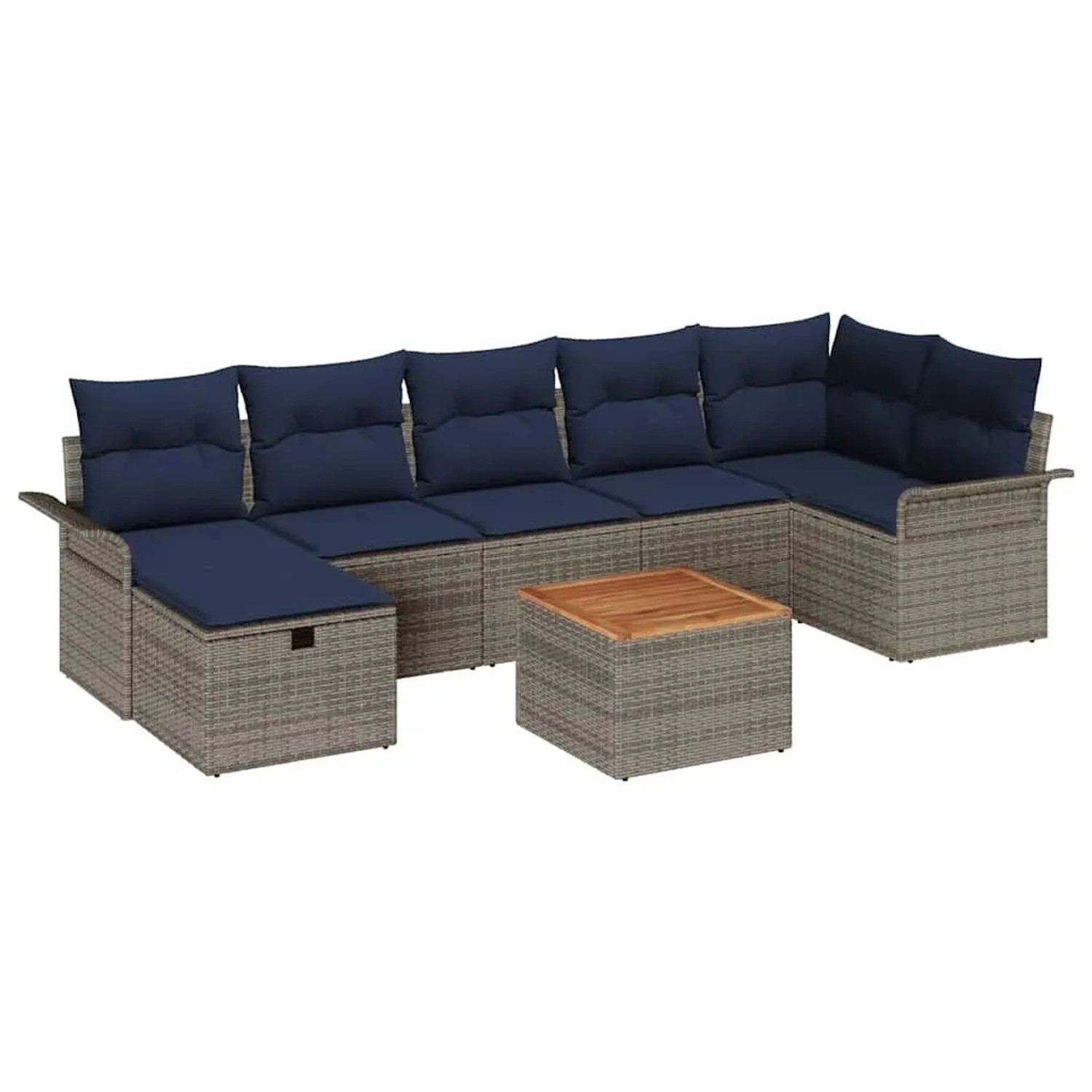 vidaXL Gartensofa-set mit Kissen mit Speicher 8 Stk Grau Poly-Rattan 3359465