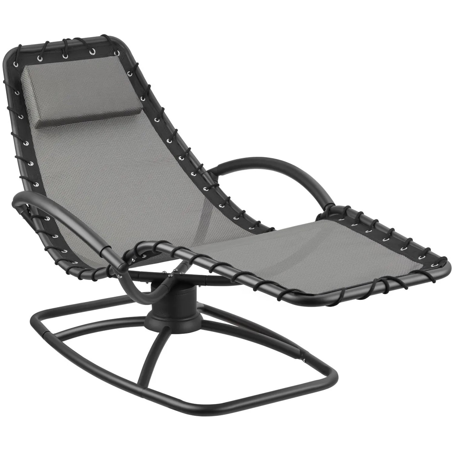 Tectake Gartenliege Toulon Ergonomisch  Mit Komfort Schwingbewegung Bequeme Armlehnen Mit Schaumstoffpolsterung  170 x 77 x 83 cm Grau