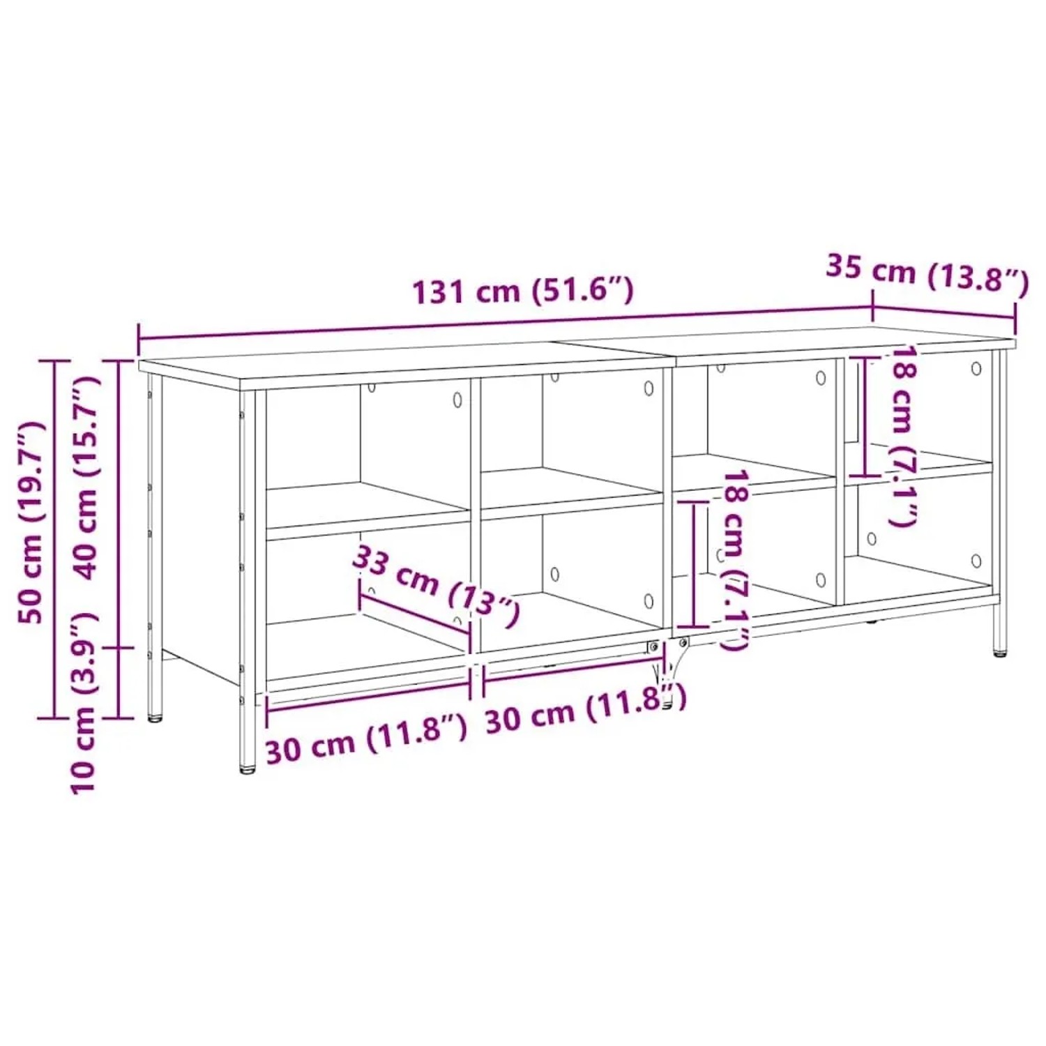 vidaXL Schuhschrank Altholz 131 x 35 x 50 cm Verbundholz und Eisen 881310_11
