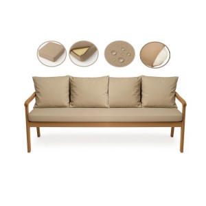 Beiges Setgarden Bankkissen für 3-Sitzer Gartenbank, 180x60 cm + 4 Rückenkissen.