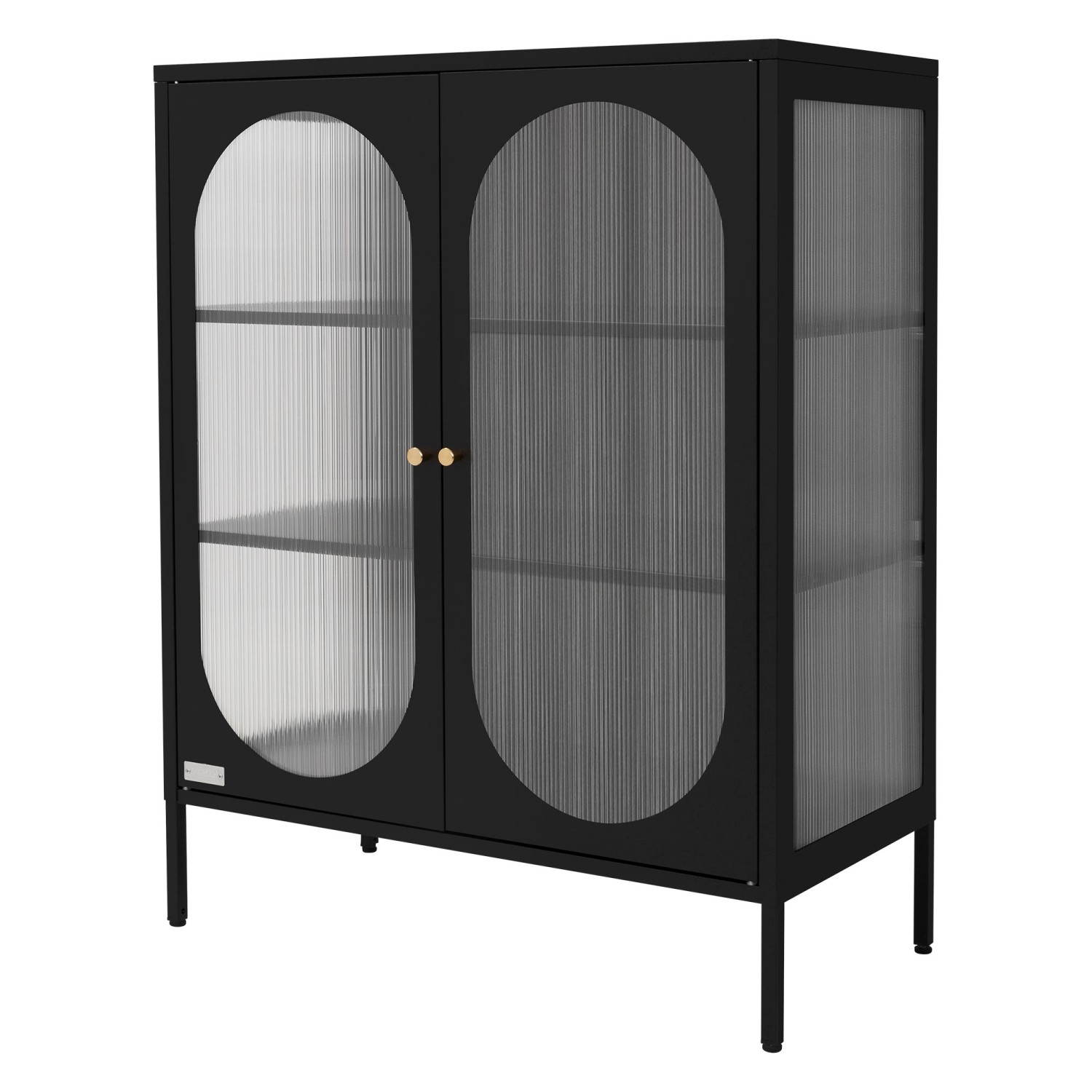 ML-Design Vitrinenschrank 80x102,5x40 cm Schwarz Vitrine aus Stahl günstig online kaufen
