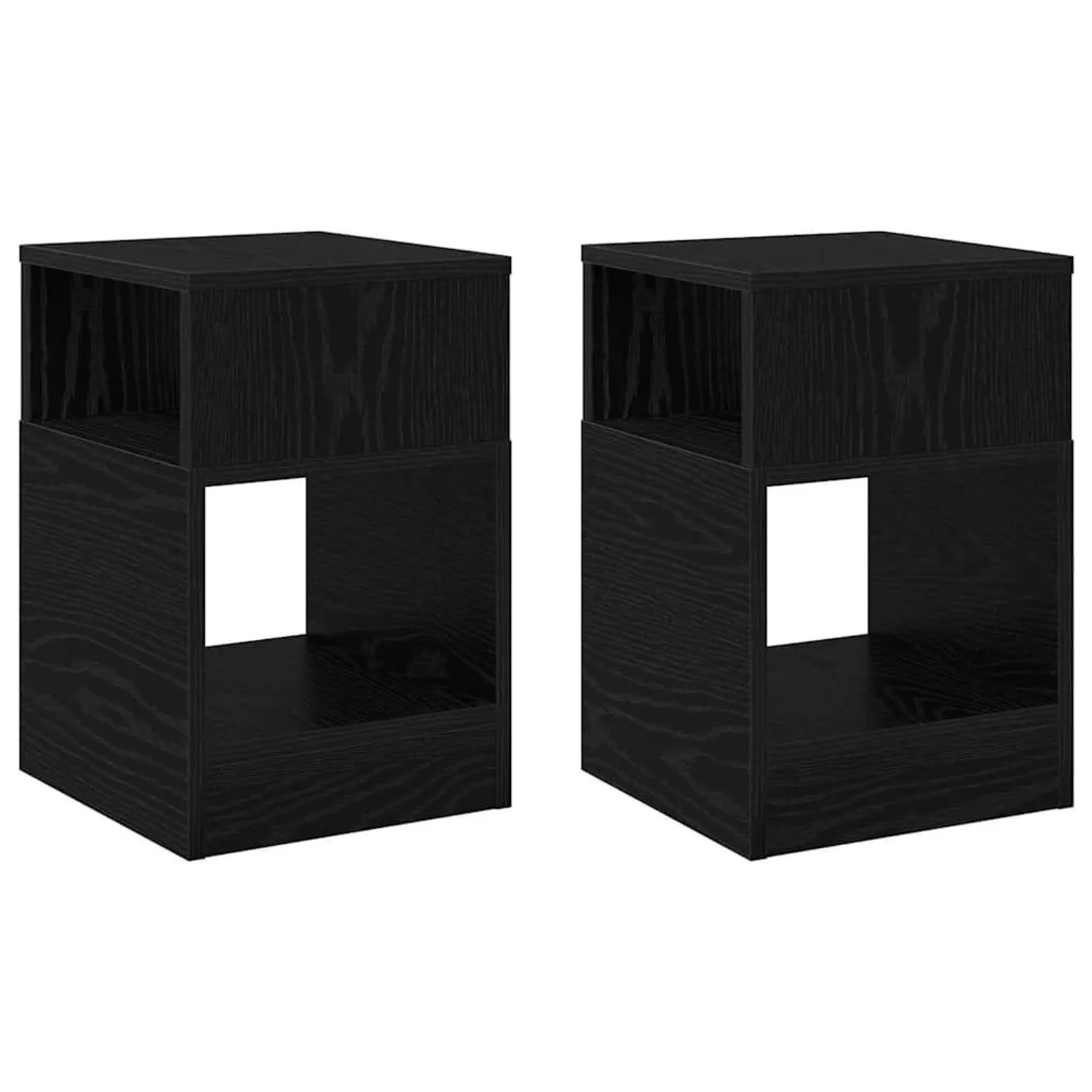 vidaXL Beistelltisch 2 Stk Schwarz Eichen-Optik 30,5 x 30 x 45 cm 890899