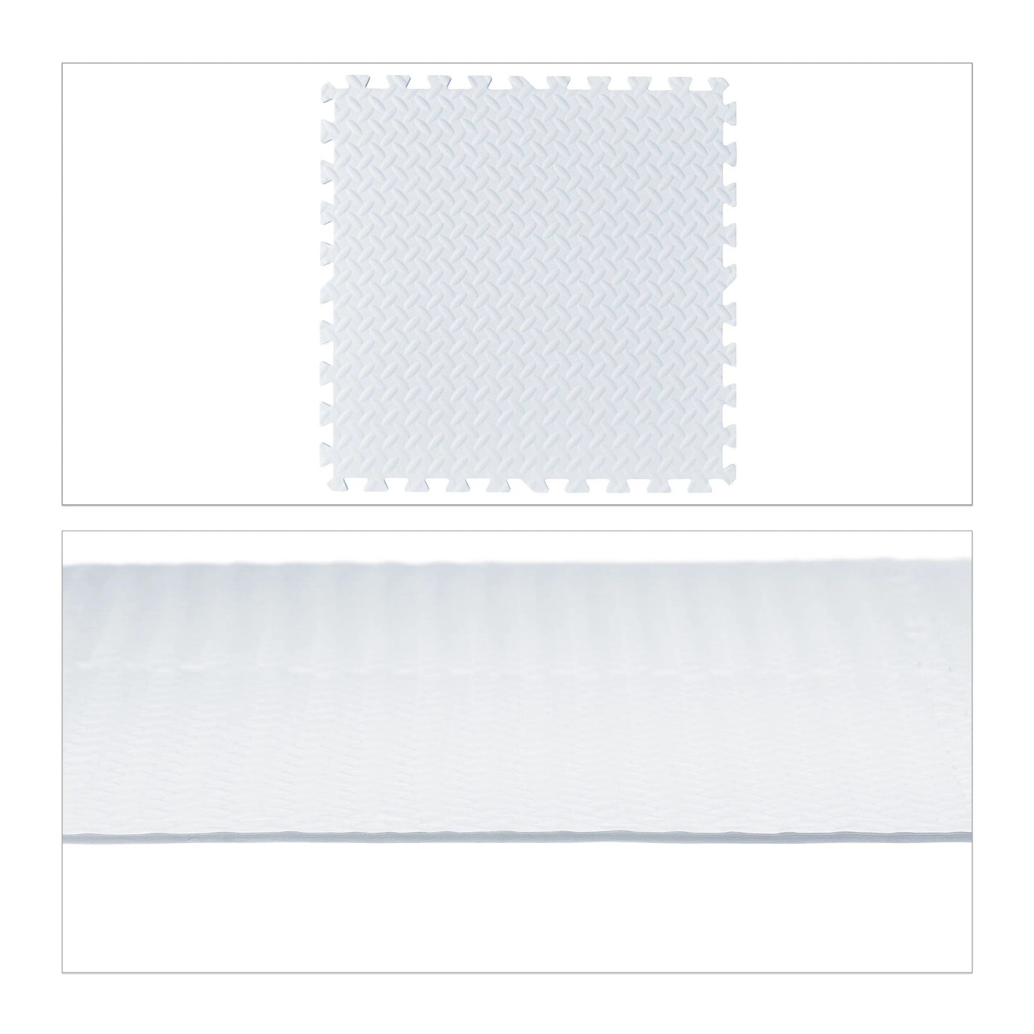 Relaxdays Bodenschutzmatte 8er Set EVA Weiß BPA-frei Stoßdämpfend 60 cm x 60 cm