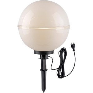 Weiße Just Light Außen-Dekoleuchte Hemis, Ø 40 cm, mit Erdspieß und Kabel.