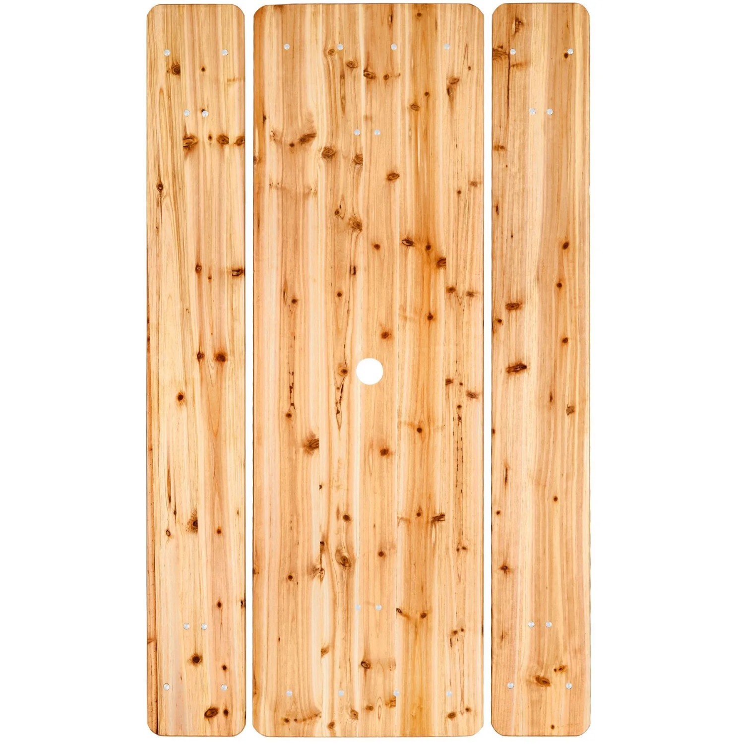 Tectake Bierzeltgarnitur Ludwig, 3-teilig, Holz mit Sonnenschirmhalterung.