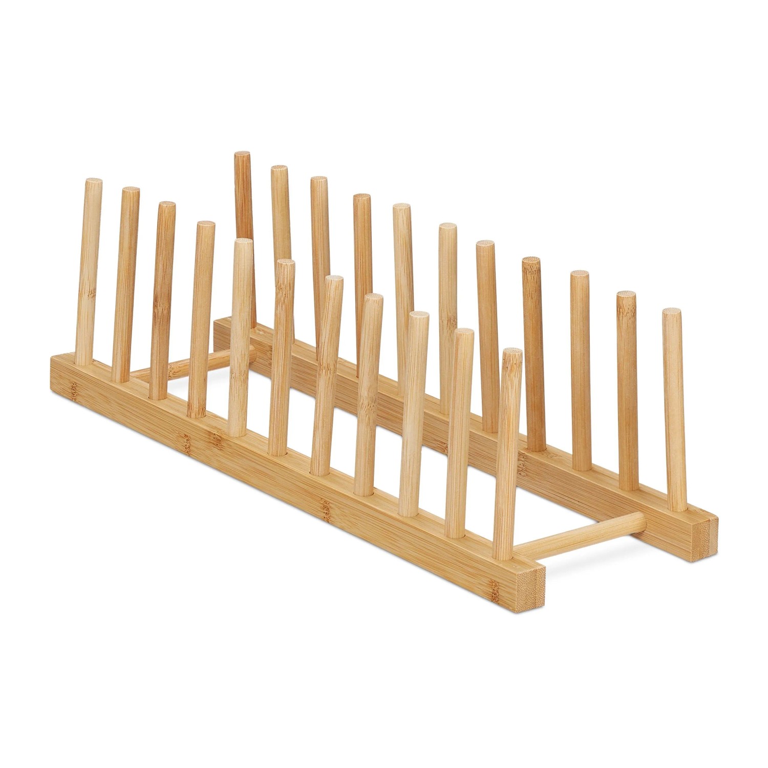 Relaxdays Tellerständer Bambus Natur Feuchtigkeitsresistent 12 cm x 12,5 cm x 40 cm 320 g