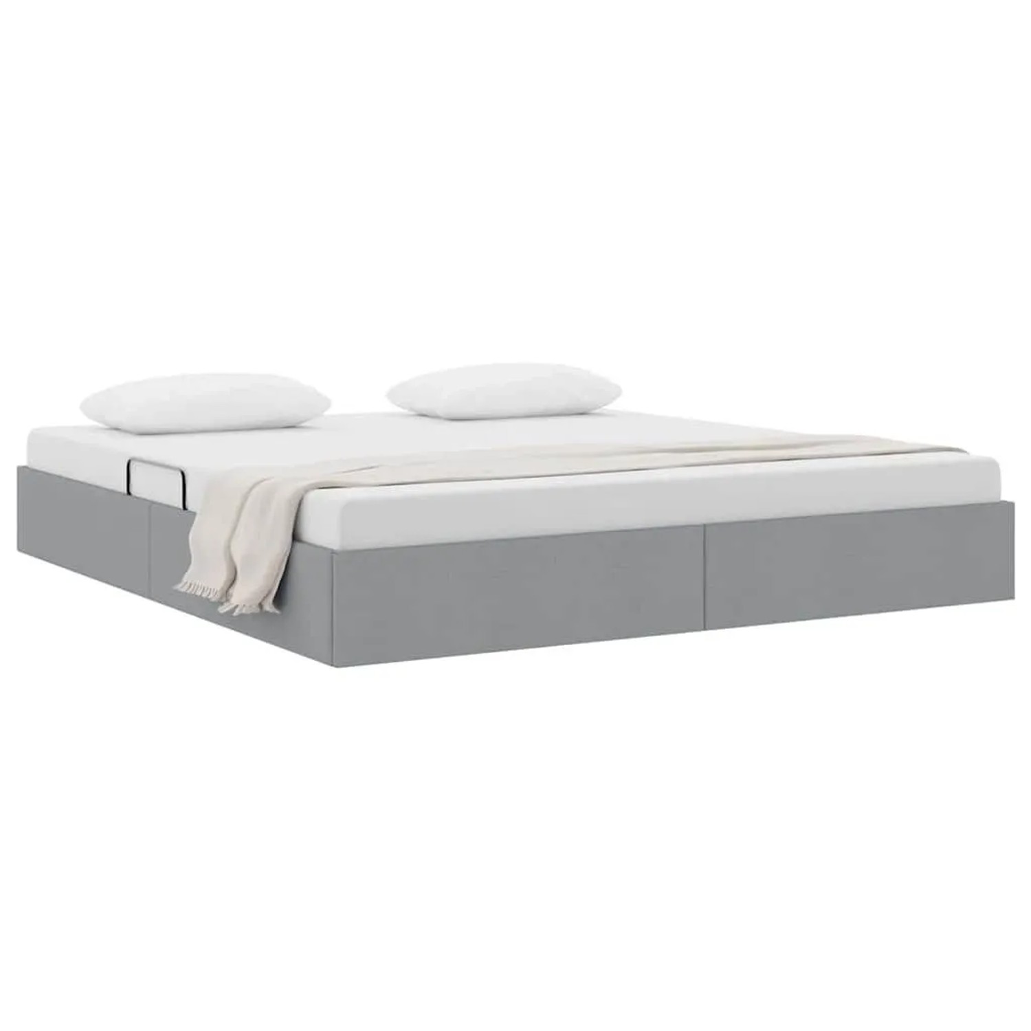 vidaXL Aufbewahrungsbett mit Kopfteil Hellgrau 180 x 200 cm Stoff 3370028