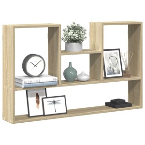 Wandregal Sonoma-Eiche aus Holzwerkstoff, 99x15x60 cm, mit Fächern für Bücher und Dekoration.
