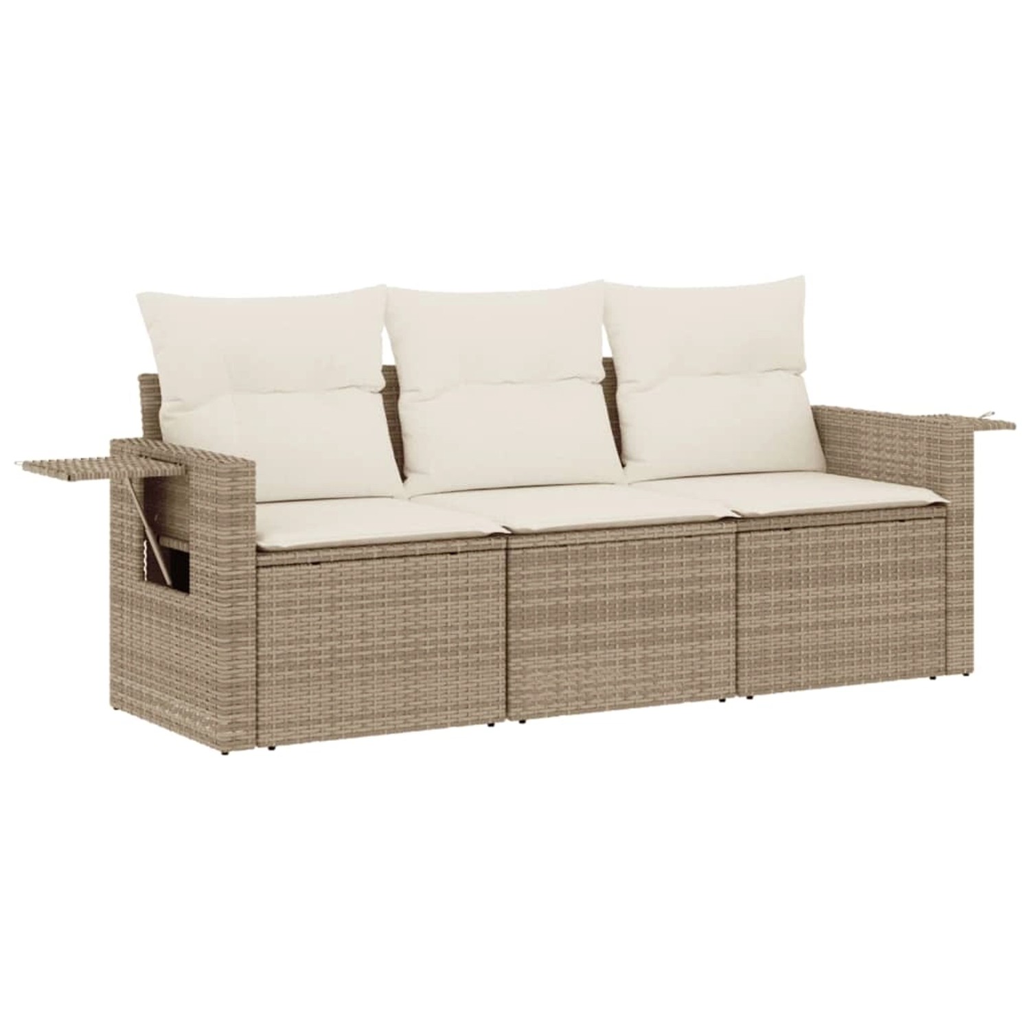 vidaXL 3-Tlg Garten-Sofagarnitur mit Kissen Beige Poly Rattan 3219857 günstig online kaufen